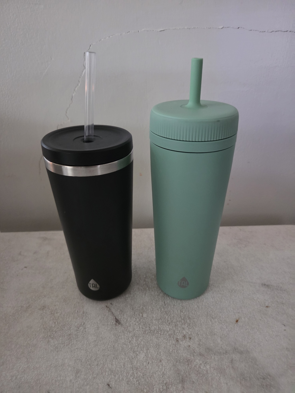 Mint Green & Black Stainless Tumbler Set with Straws